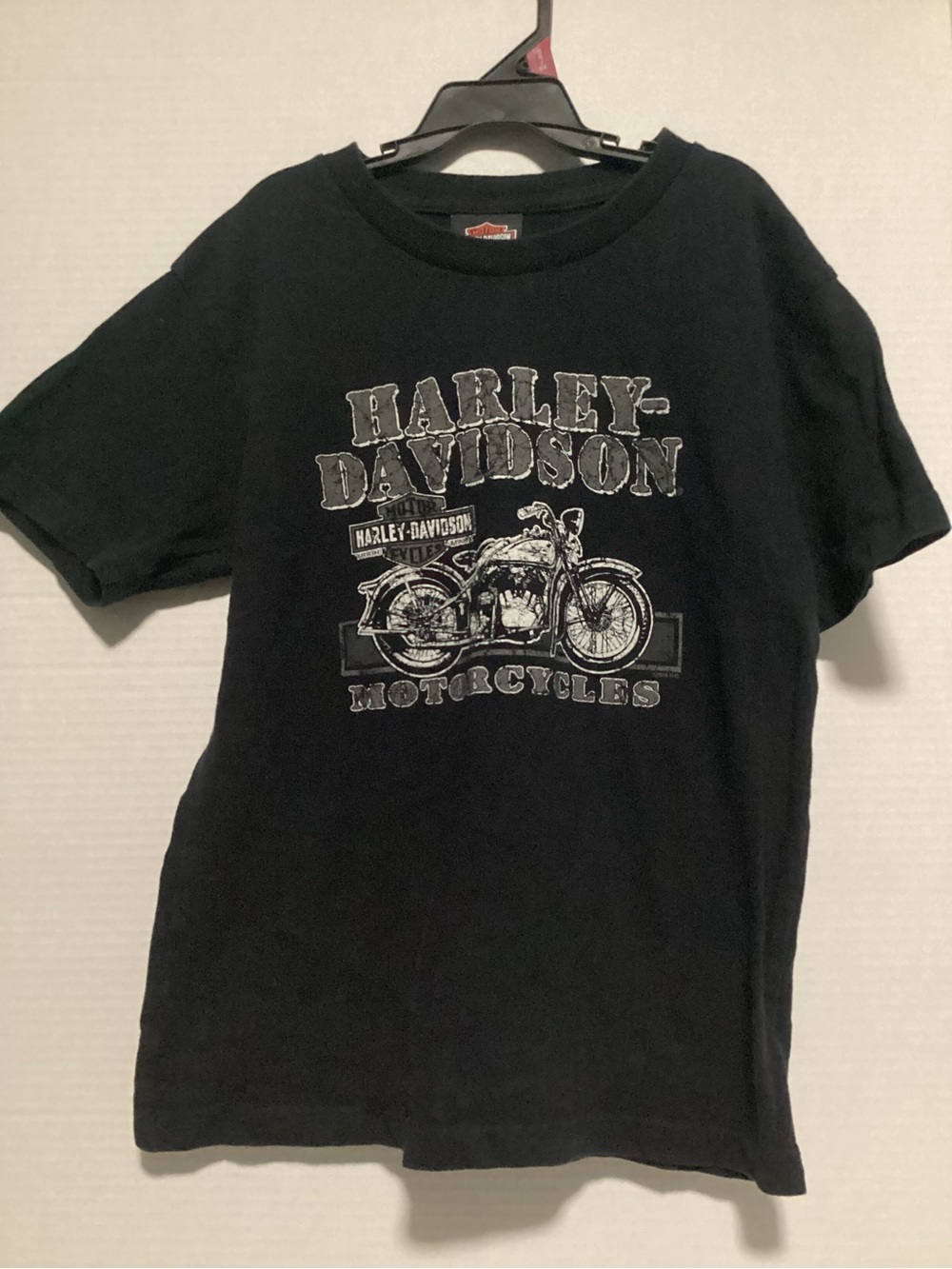 Harley-Davidson Black Tee with White Motorcycle Graphic Kid Size 8